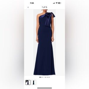Elegant One-Shoulder Navy Gown